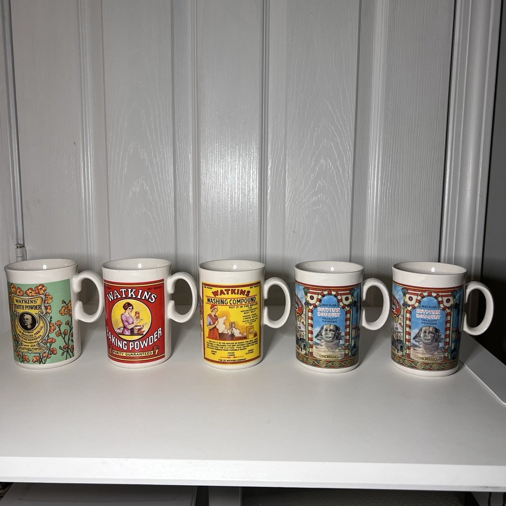 Lot Of 5-Vintage J.R. Watkins‎ Co Heritage Ceramic Coffee Mugs 1990s